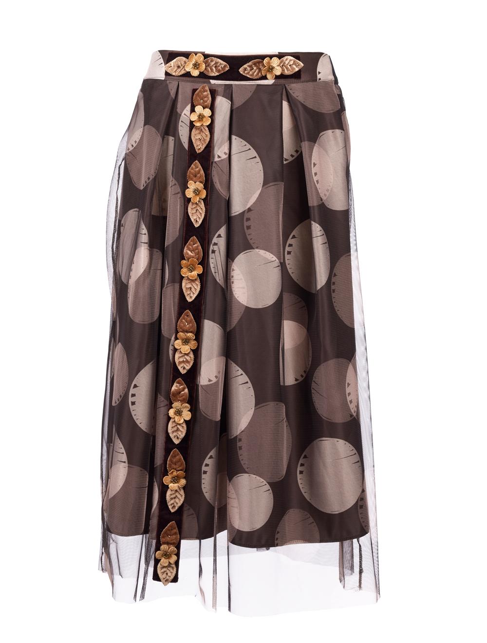 Save The Queen Gonna midi a pois marrone e beige Vendita Calda