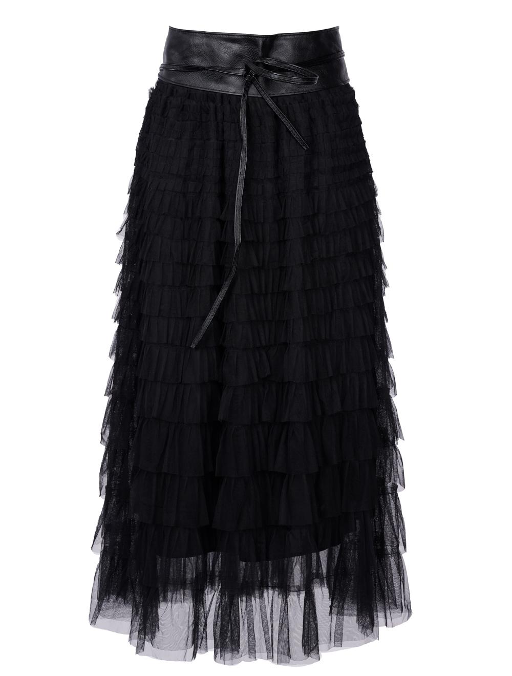 Save The Queen Gonna lunga a balze in tulle nero Moda