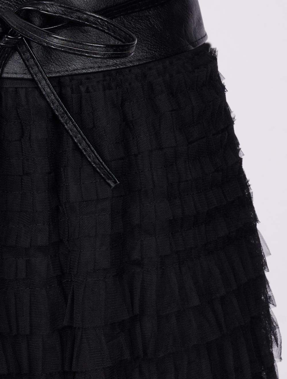 Save The Queen Gonna lunga a balze in tulle nero Moda