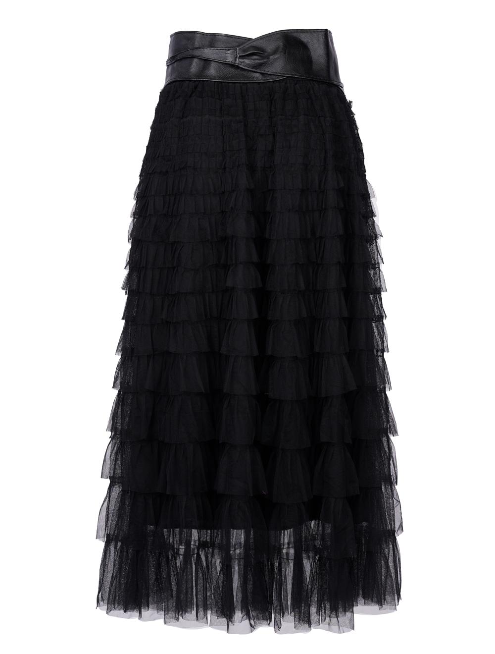 Save The Queen Gonna lunga a balze in tulle nero Moda
