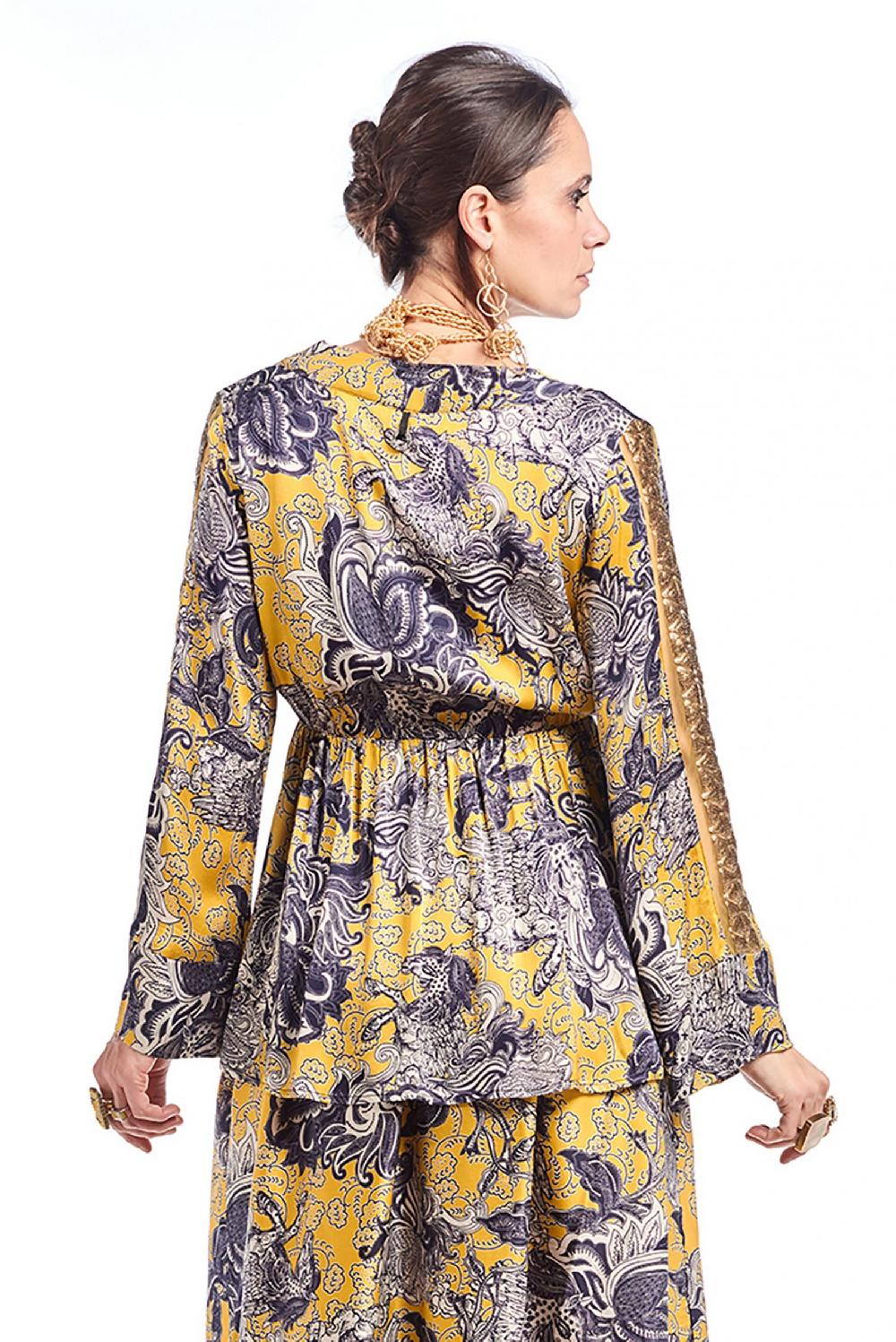 Save The Queen Blusa in raso con stampa rinascimentale Vendita