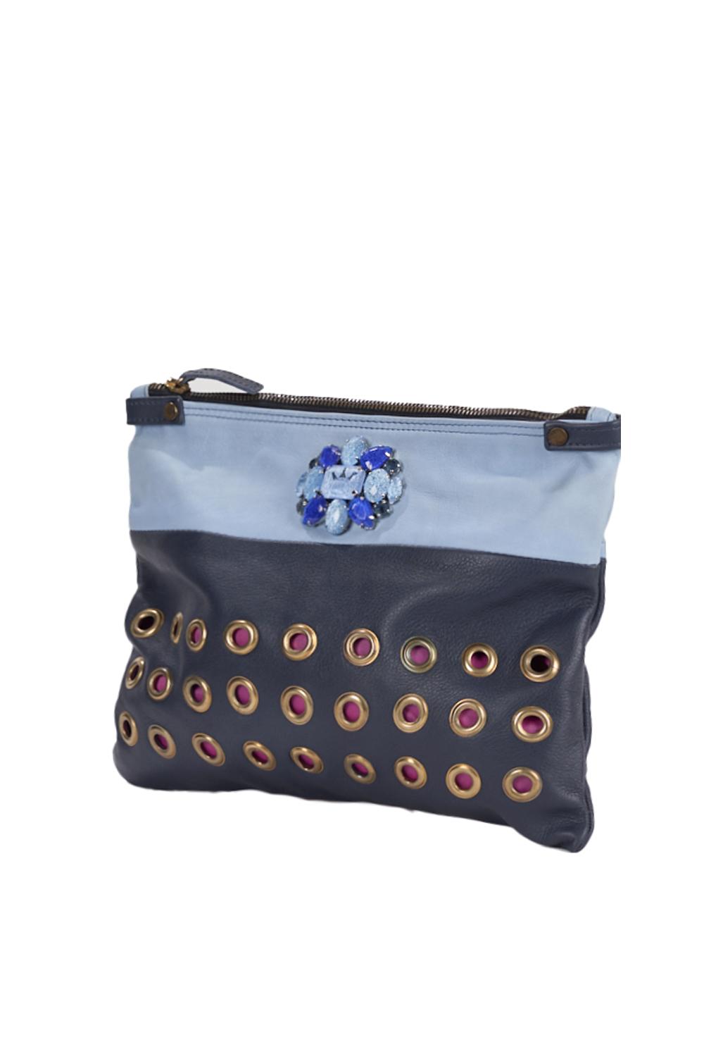 Save The Queen Pochette in pelle celeste e blu Acquista Ora