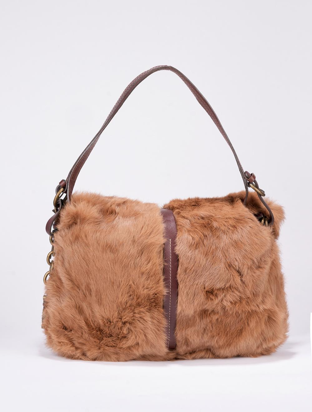 Save The Queen Borsa in lapin color biscotto Promozione Limitata