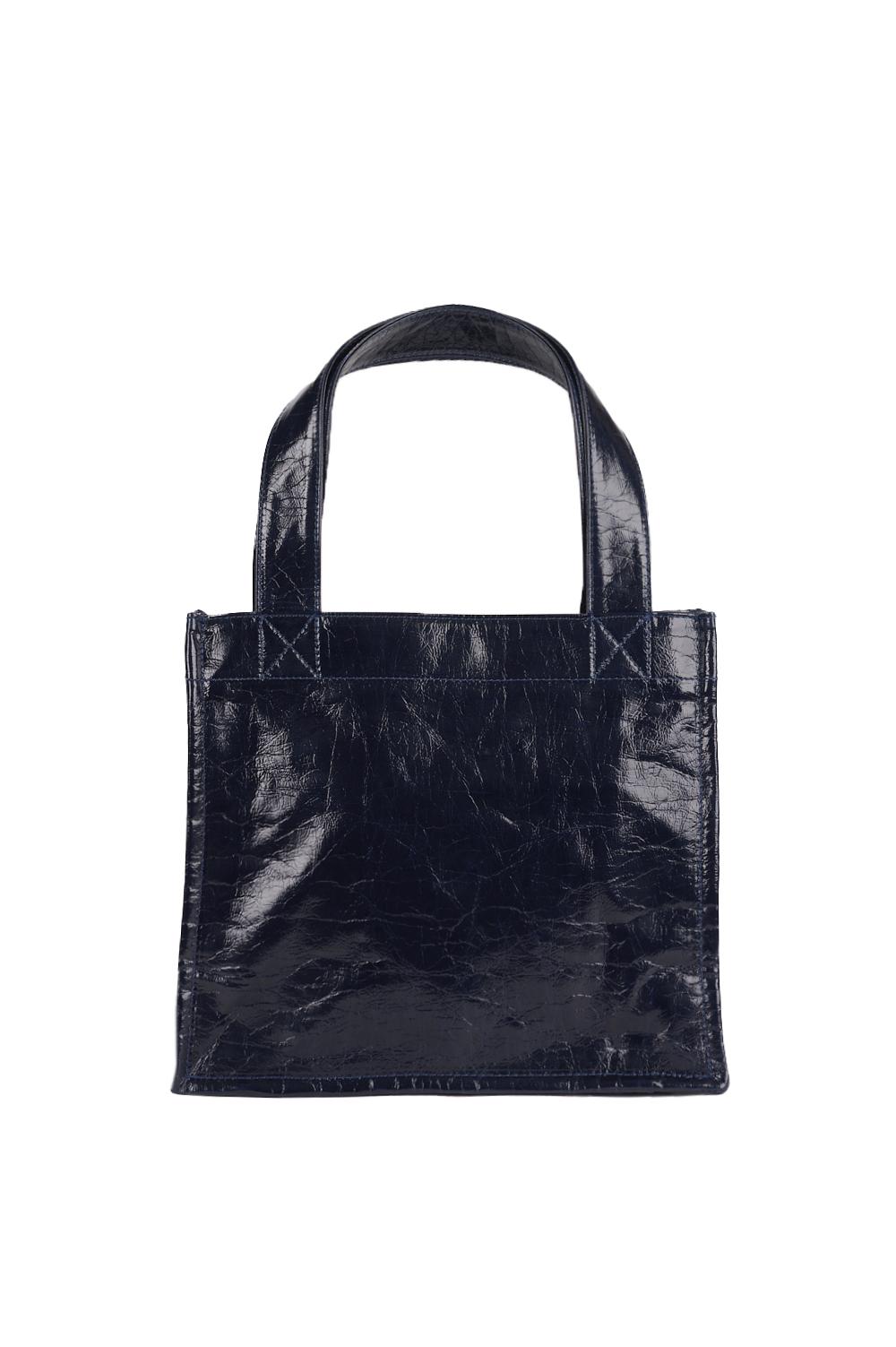 Save The Queen Borsa shopper blu scura in ecopelle con logo metallico Affare Del Giorno