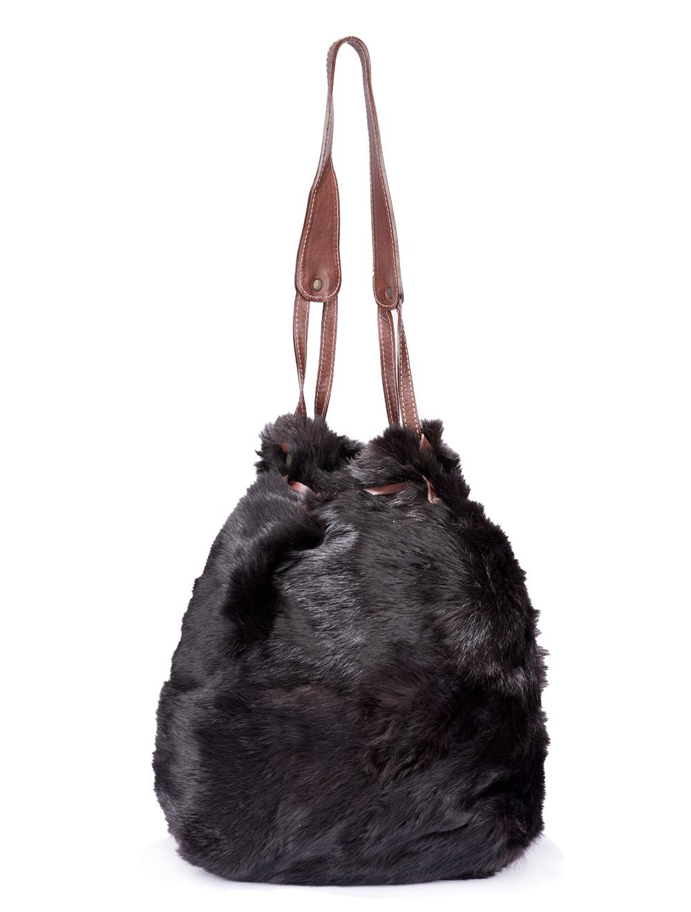 Save The Queen Borsa a spalla in lapin e pelle marrone Prezzo Ridotto