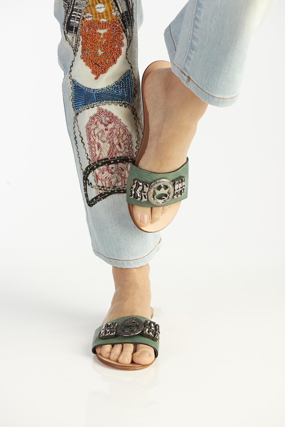 Save The Queen Sandali flat con fascia verde Negozi Online