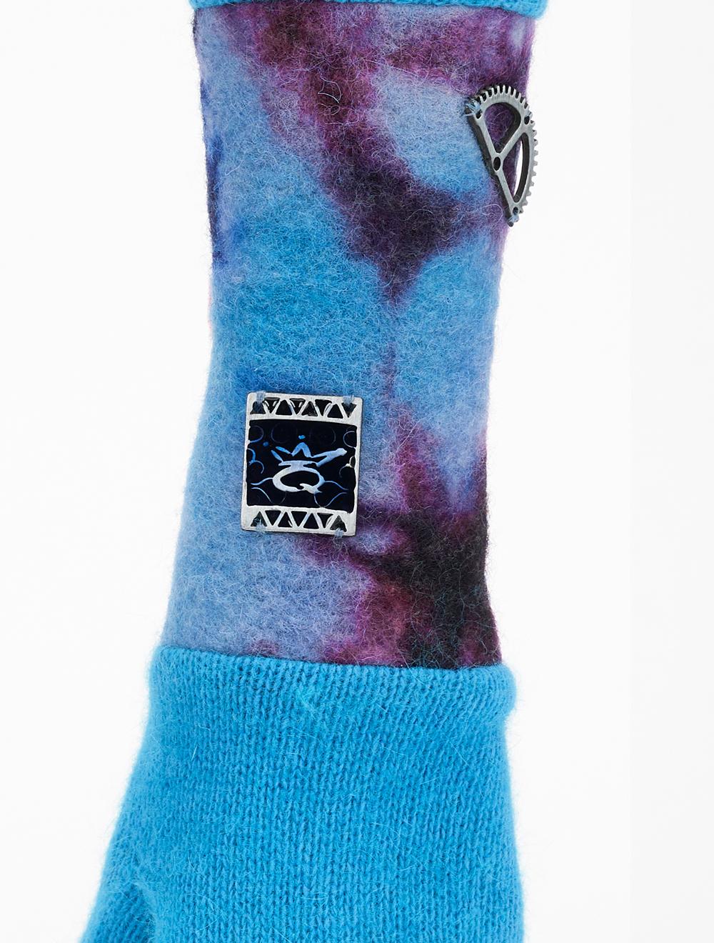 Save The Queen Guanti turchesi di angora con manica in lana cotta tie-dye Hotsell