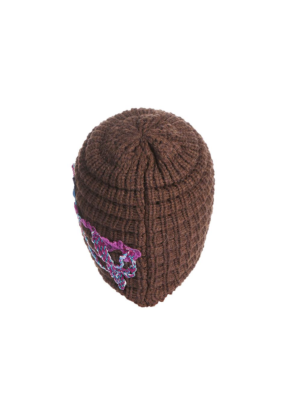 Save The Queen Cappello in maglia marrone con ricamo Spedizione Gratuita