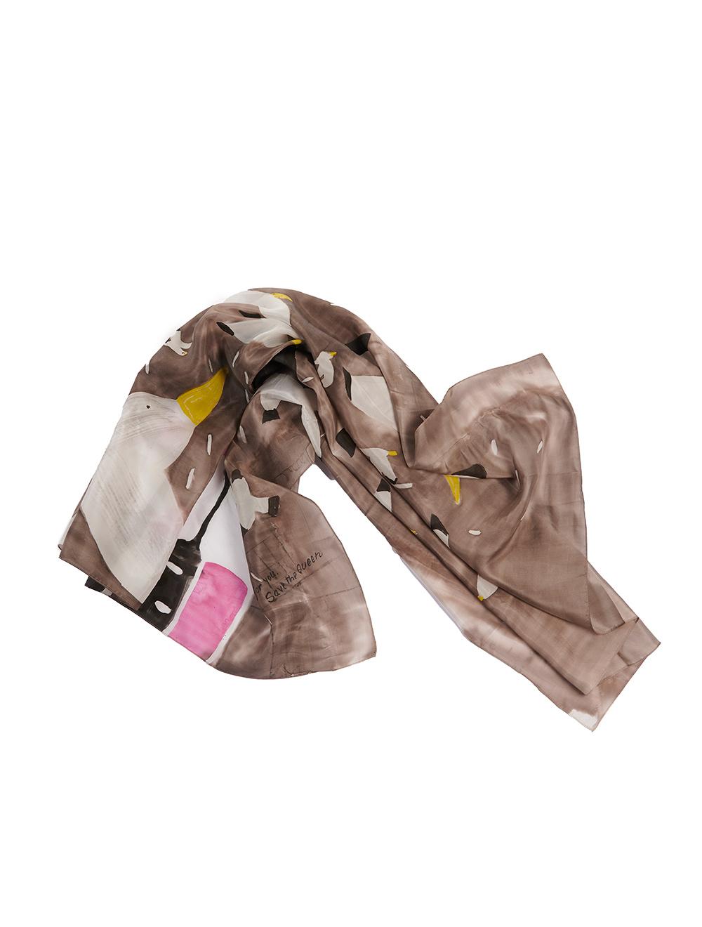 Save The Queen Foulard in seta con stampa gabbiani Novità