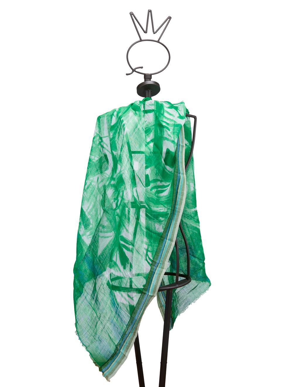 Save The Queen Stola con stampa verde in lino e modal Online