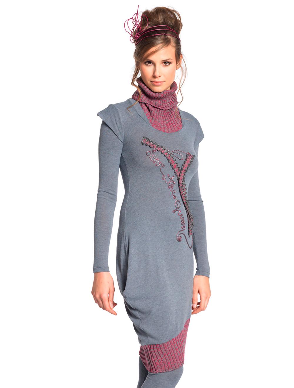 Save The Queen Vestito lungo grigio con ricamo + leggins Soddisfazione Garantita