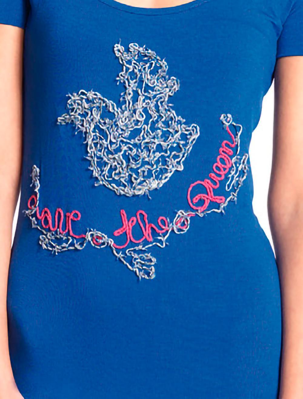 Save The Queen Camicia da notte bluette corta con ricamo con cardigan Consegna Veloce