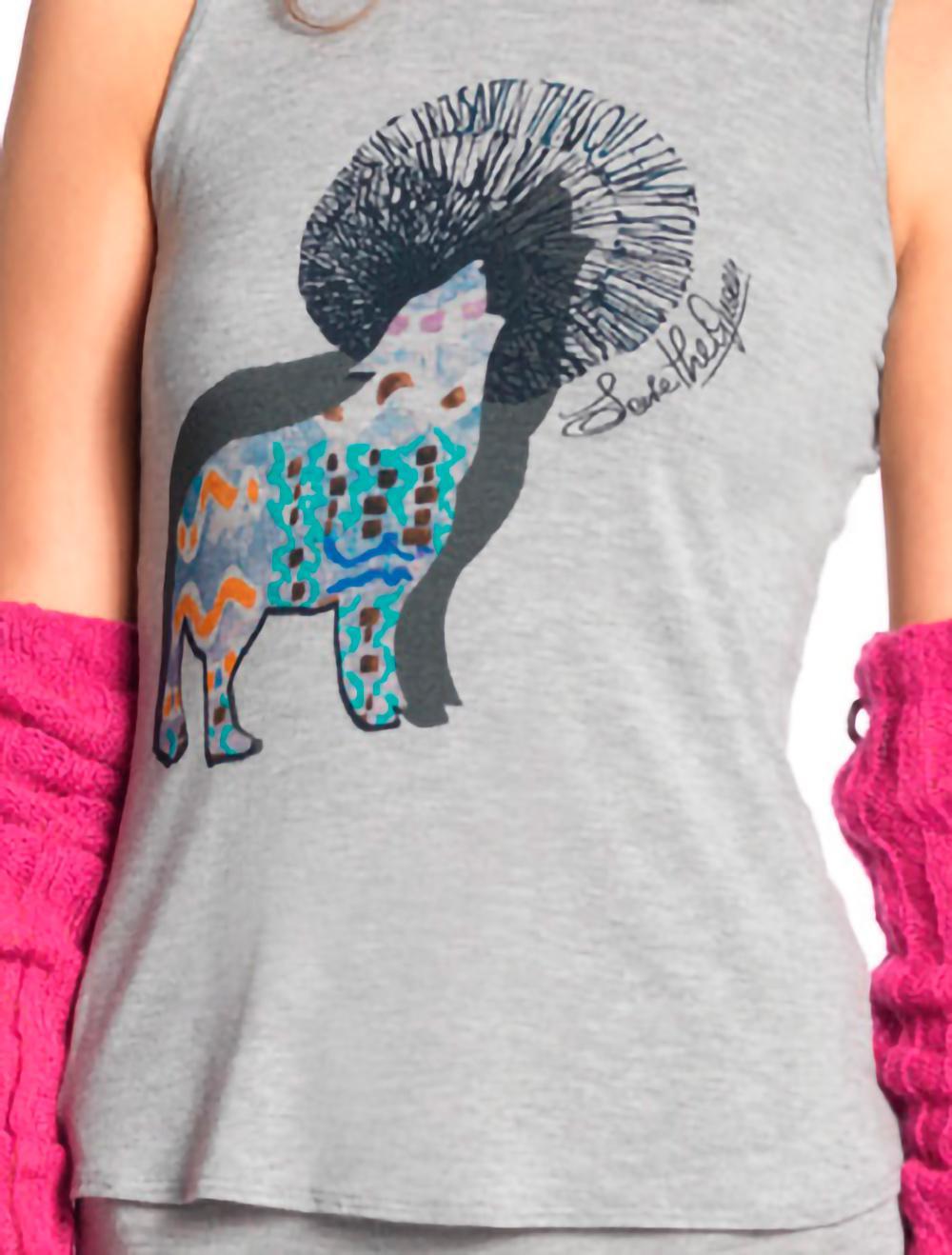 Save The Queen Top canotta in viscosa grigia con stampa con leggins Prezzo Ridotto