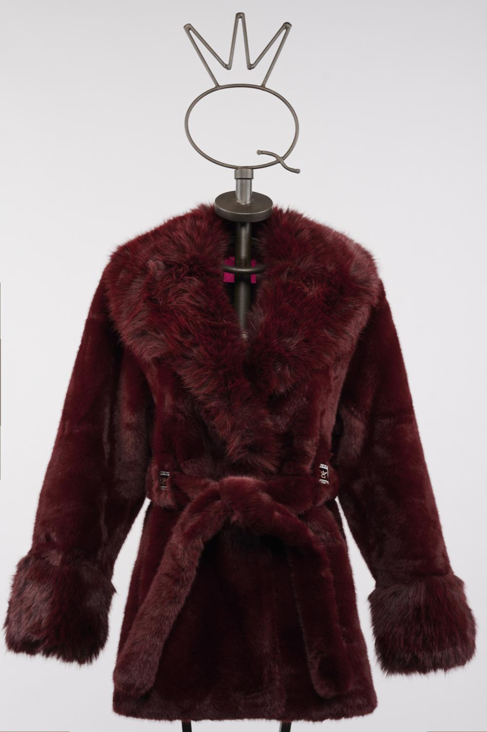 Save The Queen Ecopelliccia bordeaux con scollo a V Hotsell