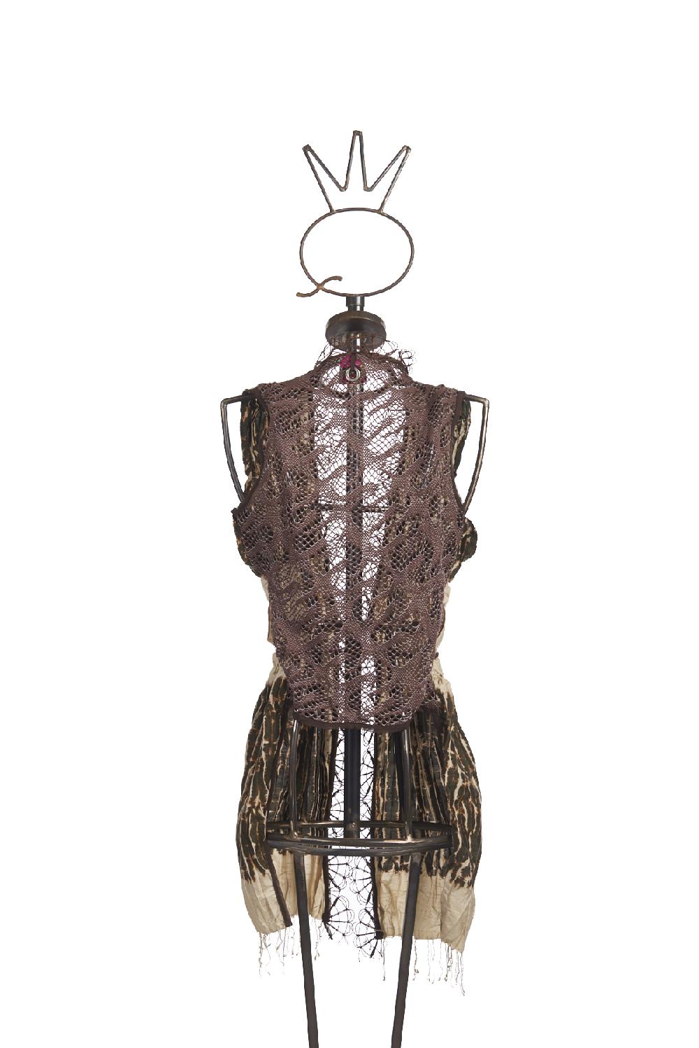Save The Queen Gilet in seta plissettata stampata e pizzo elasticizzato Italy