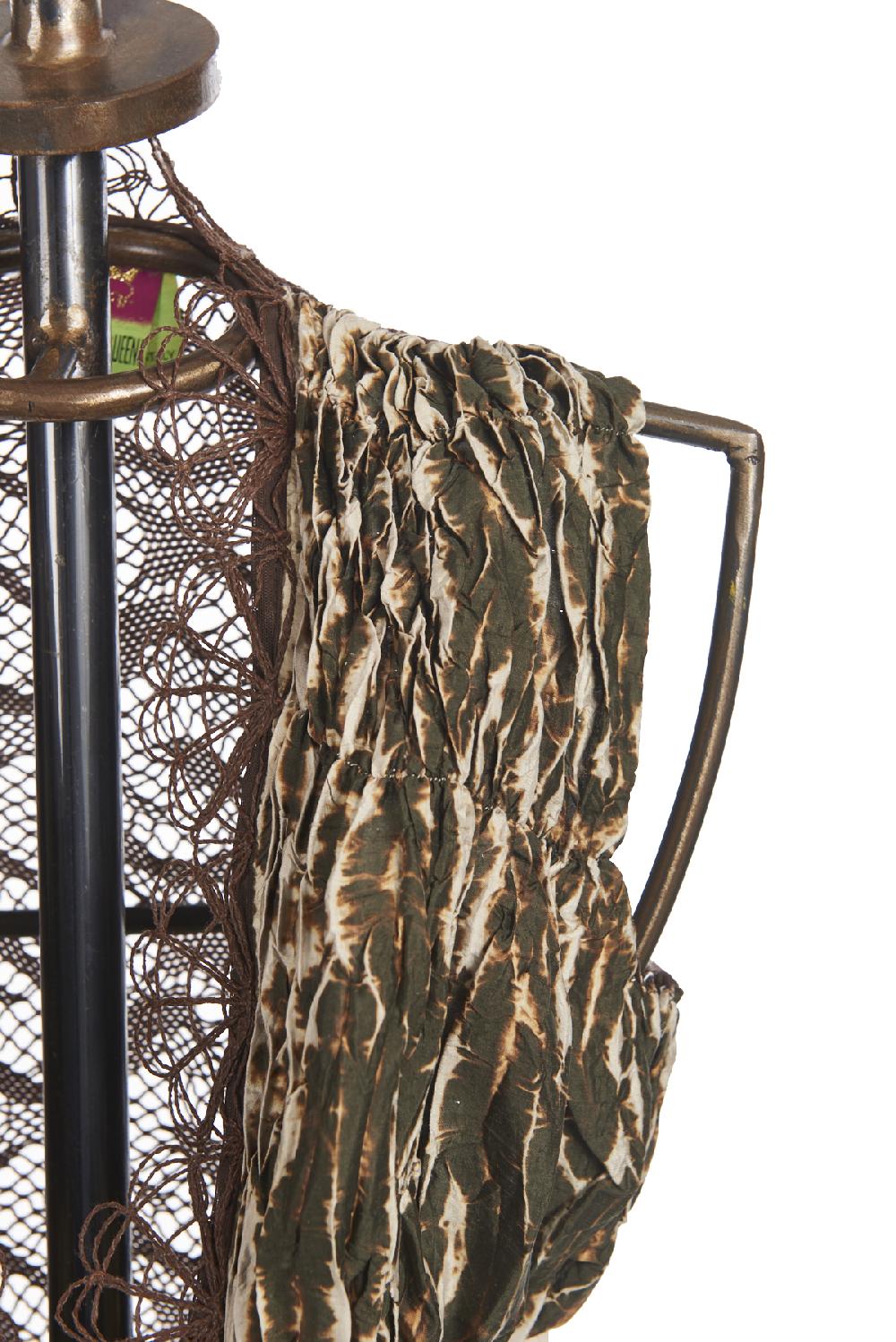 Save The Queen Gilet in seta plissettata stampata e pizzo elasticizzato Italy