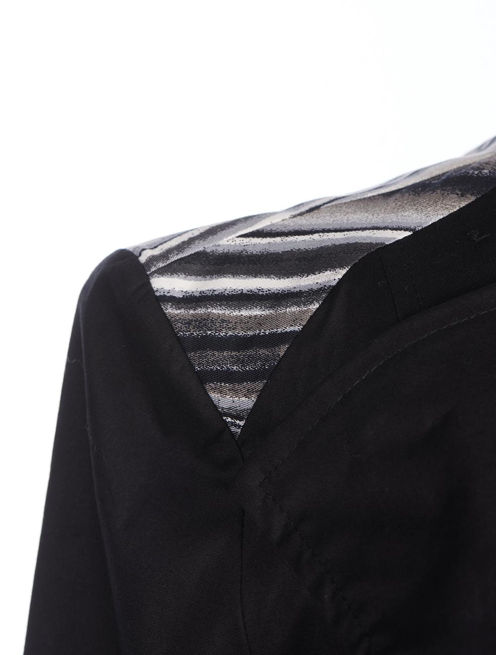 Save The Queen Giacchino in cotone nero con dettaglio in pelle Vendita