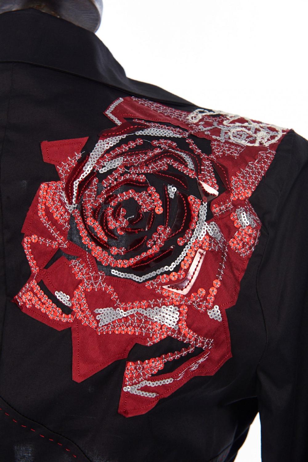 Save The Queen Giacca corta con rosa ricamata Promozione