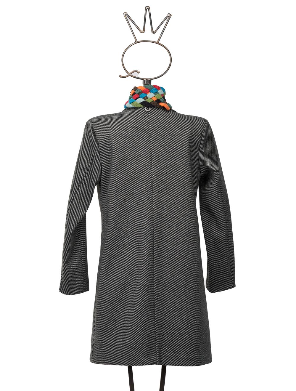 Save The Queen Cappotto corto nero spigato grigio con scaldacollo Negozio online di fabbrica