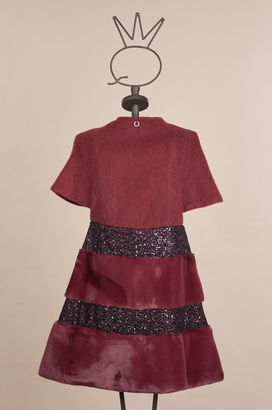Save The Queen Mantella in lana ed eco pelliccia con dettagli di paillettes Promozione Limitata