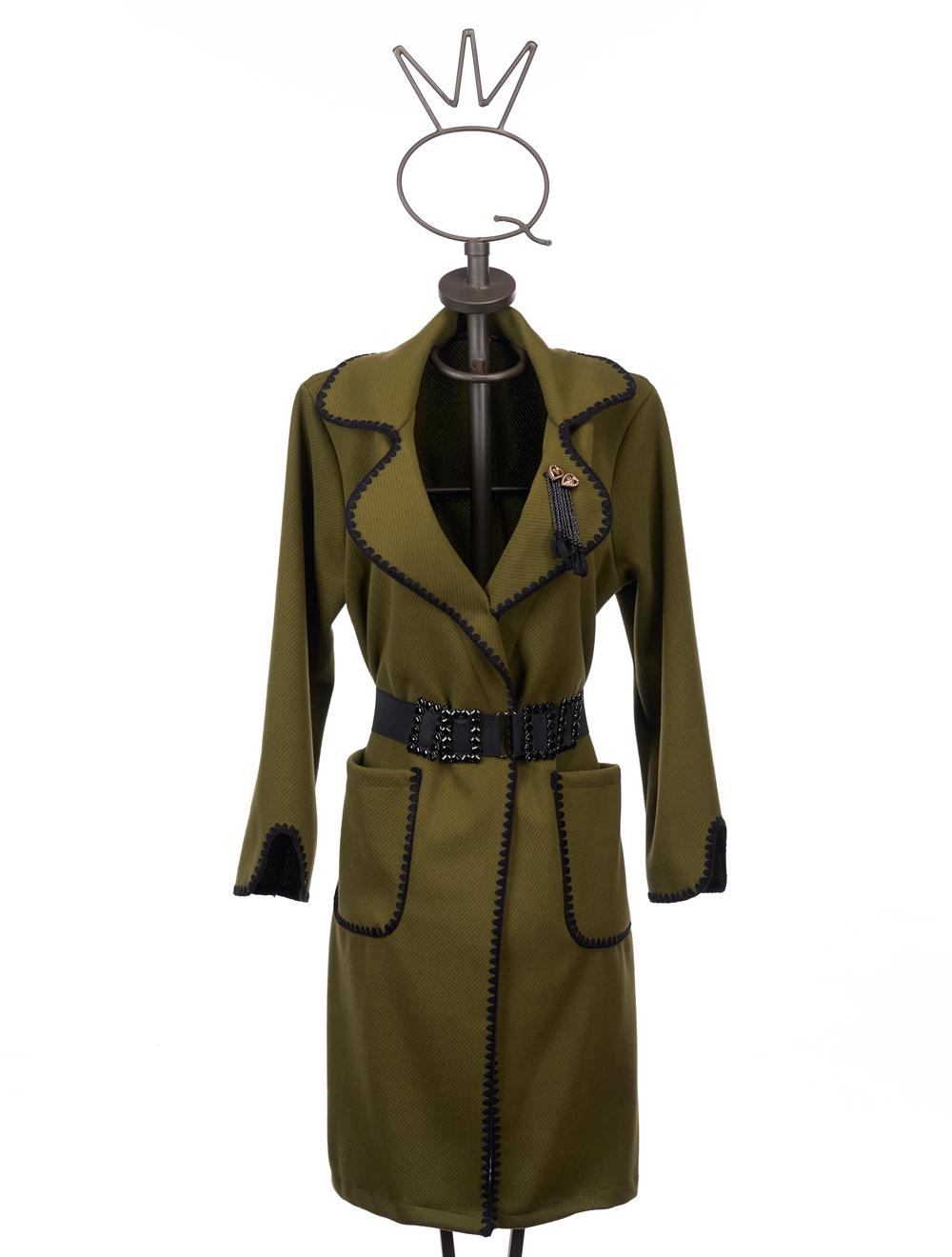 Save The Queen Cappotto verde con bordi ricamati Shopping Online