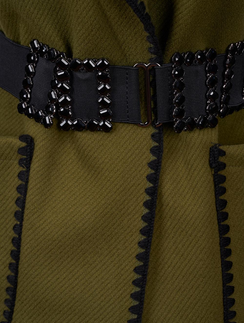 Save The Queen Cappotto verde con bordi ricamati Shopping Online