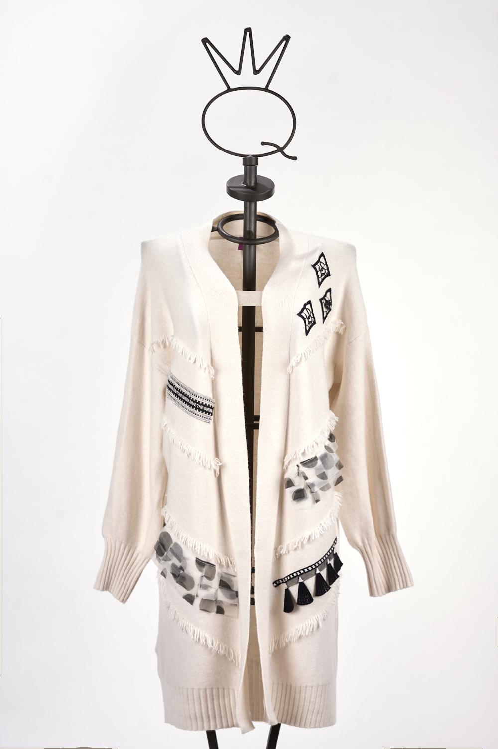 Save The Queen Cardigan lungo panna Prezzo Ridotto