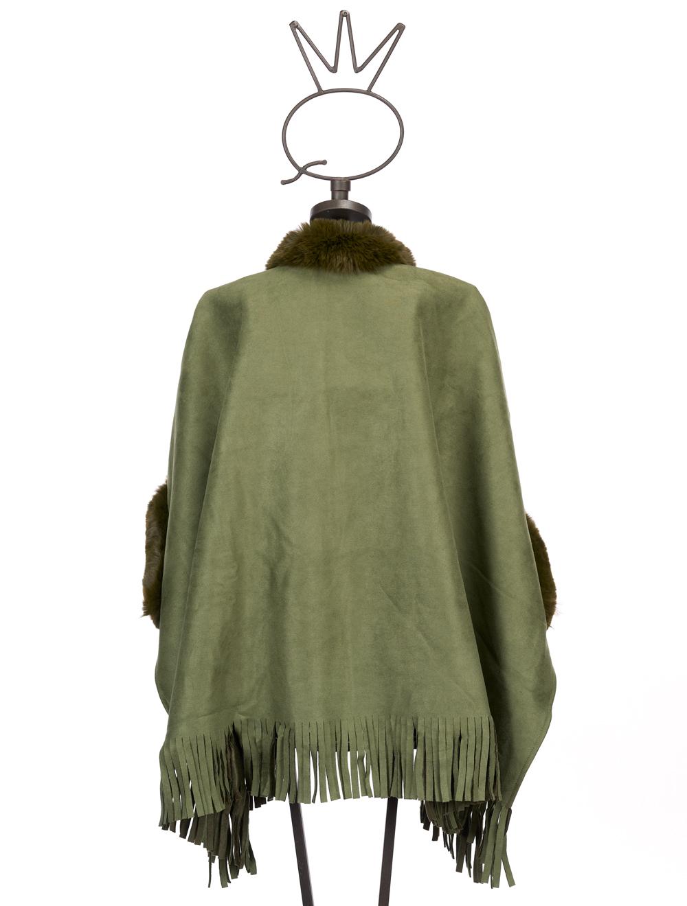 Save The Queen Mantella con frange in eco shearling Outlet