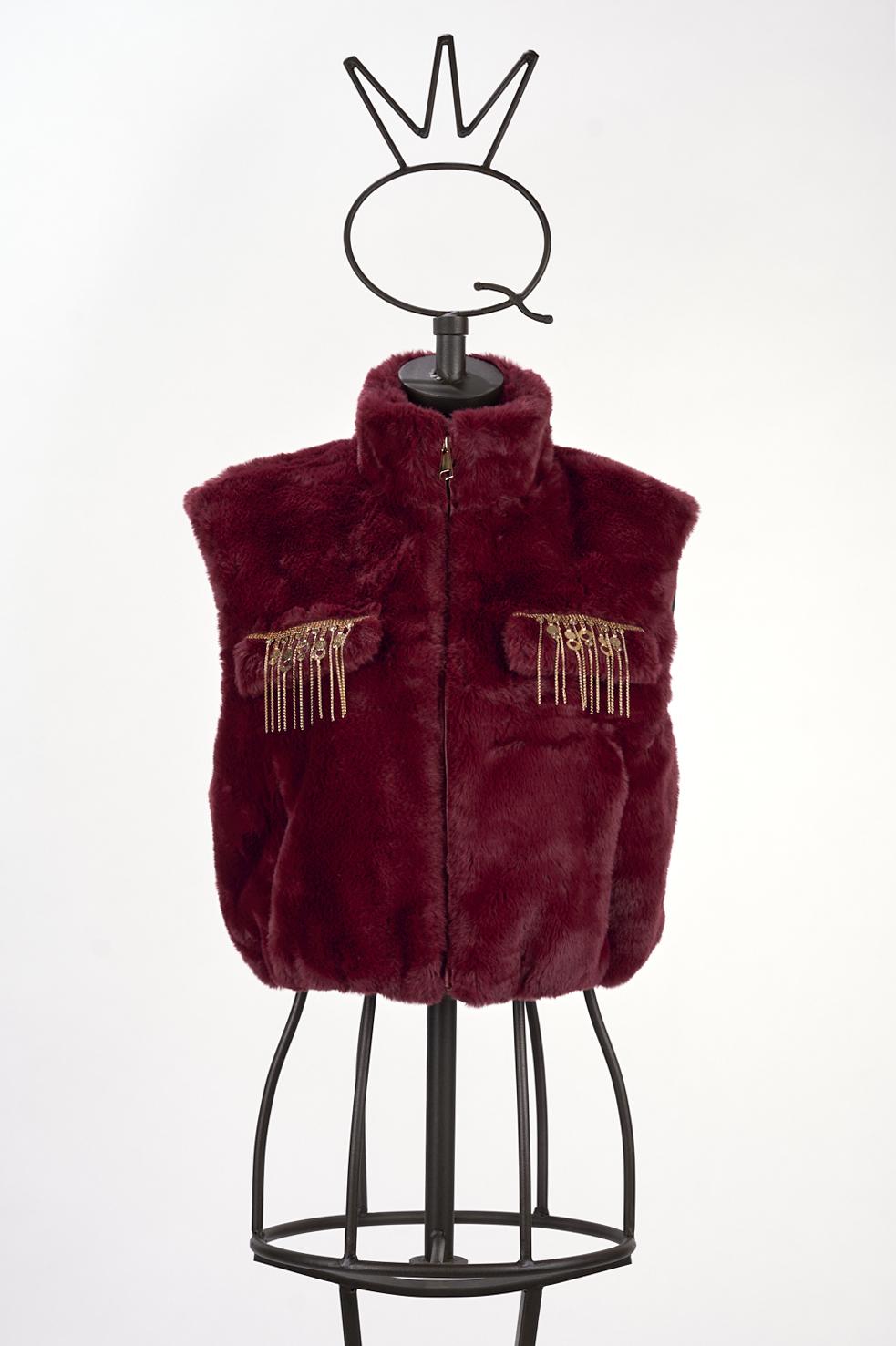 Save The Queen Gilet in ecopelliccia bordeaux Vendite Flash