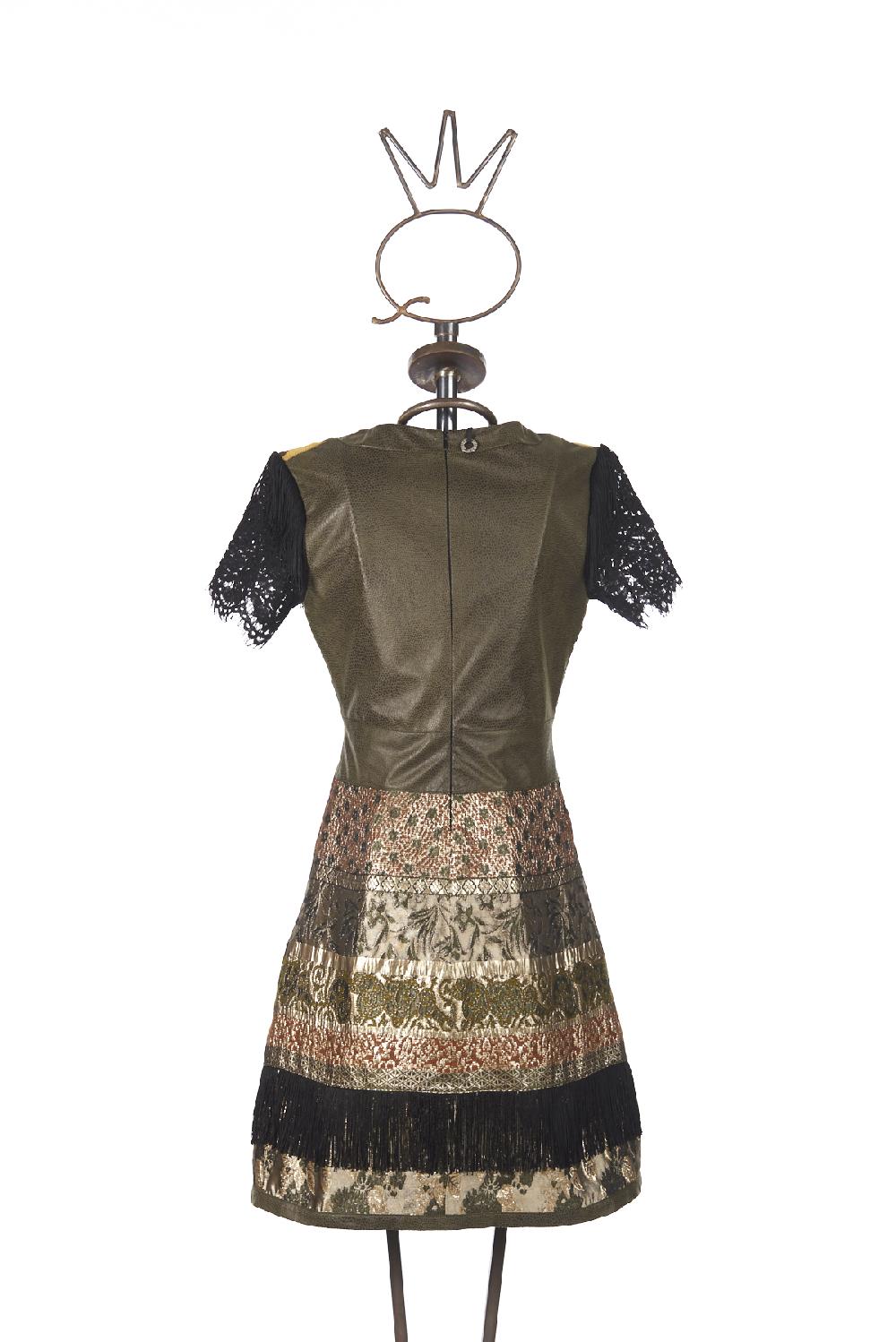 Save The Queen vestito corto con lavorazione patchwork di tessuti operati ricamati ed ecopelle Negozi Online