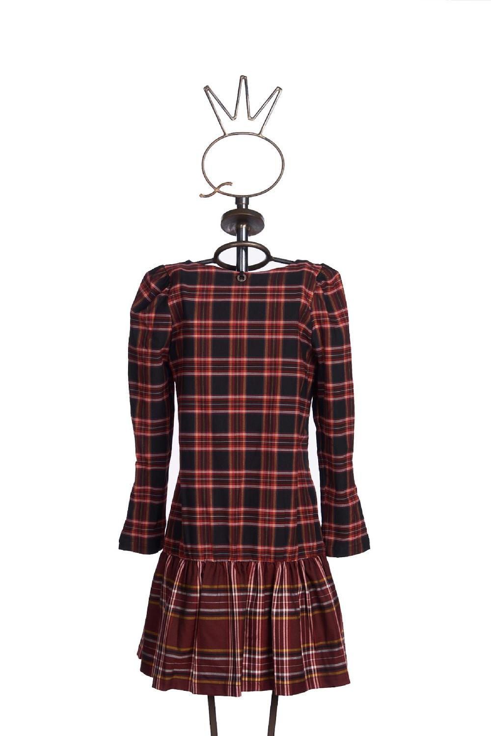 Save The Queen vestito corto in tessuto tartan con ricamo Promozione Limitata