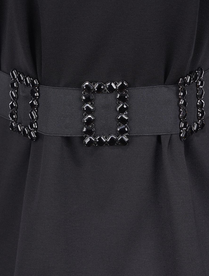 Save The Queen Abito nero con rouches e cinturone Outlet