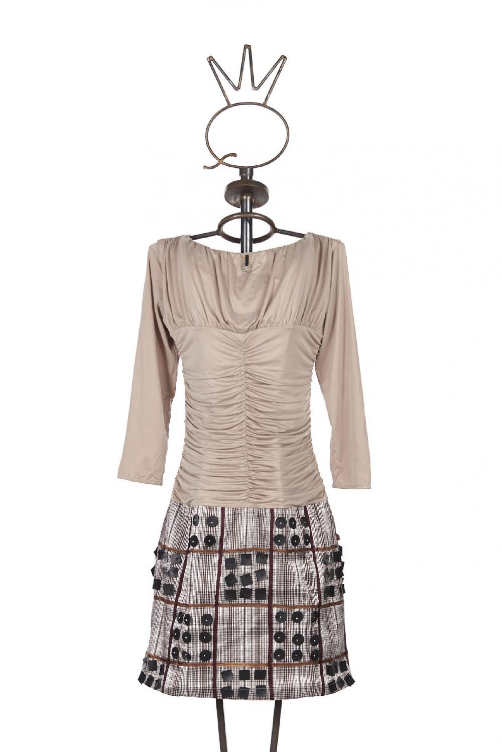 Save The Queen Vestito corto in jersey e tessuto a quadri ricamato Vendita Calda
