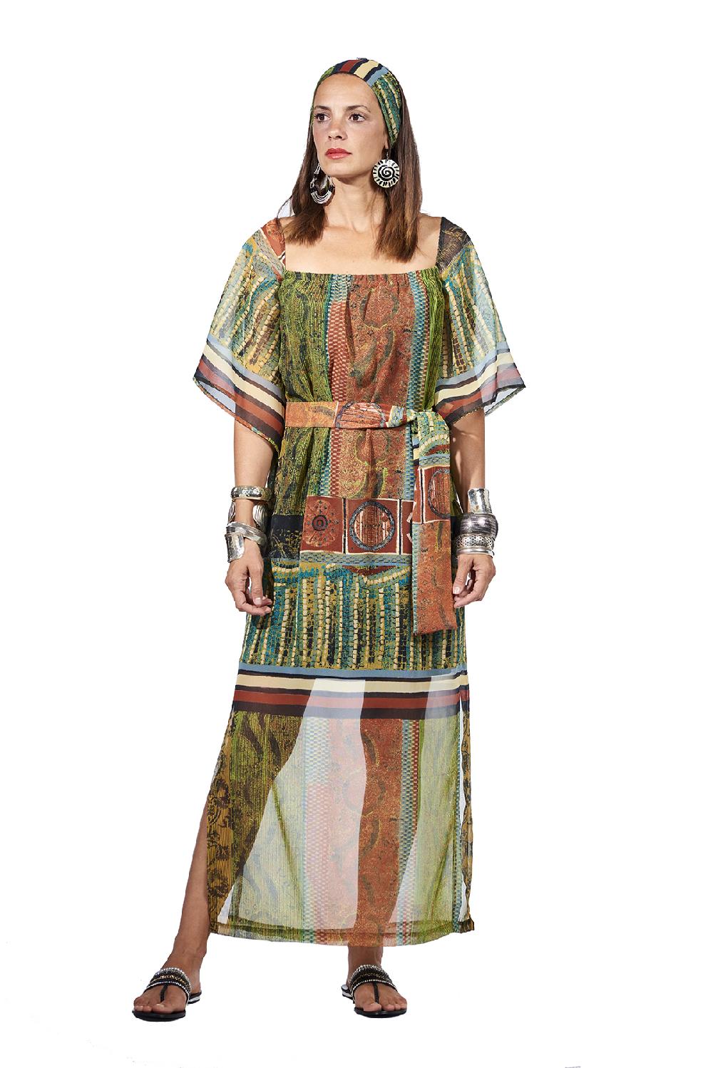 Save The Queen Vestito lungo con stampa dedicata all’Africa
