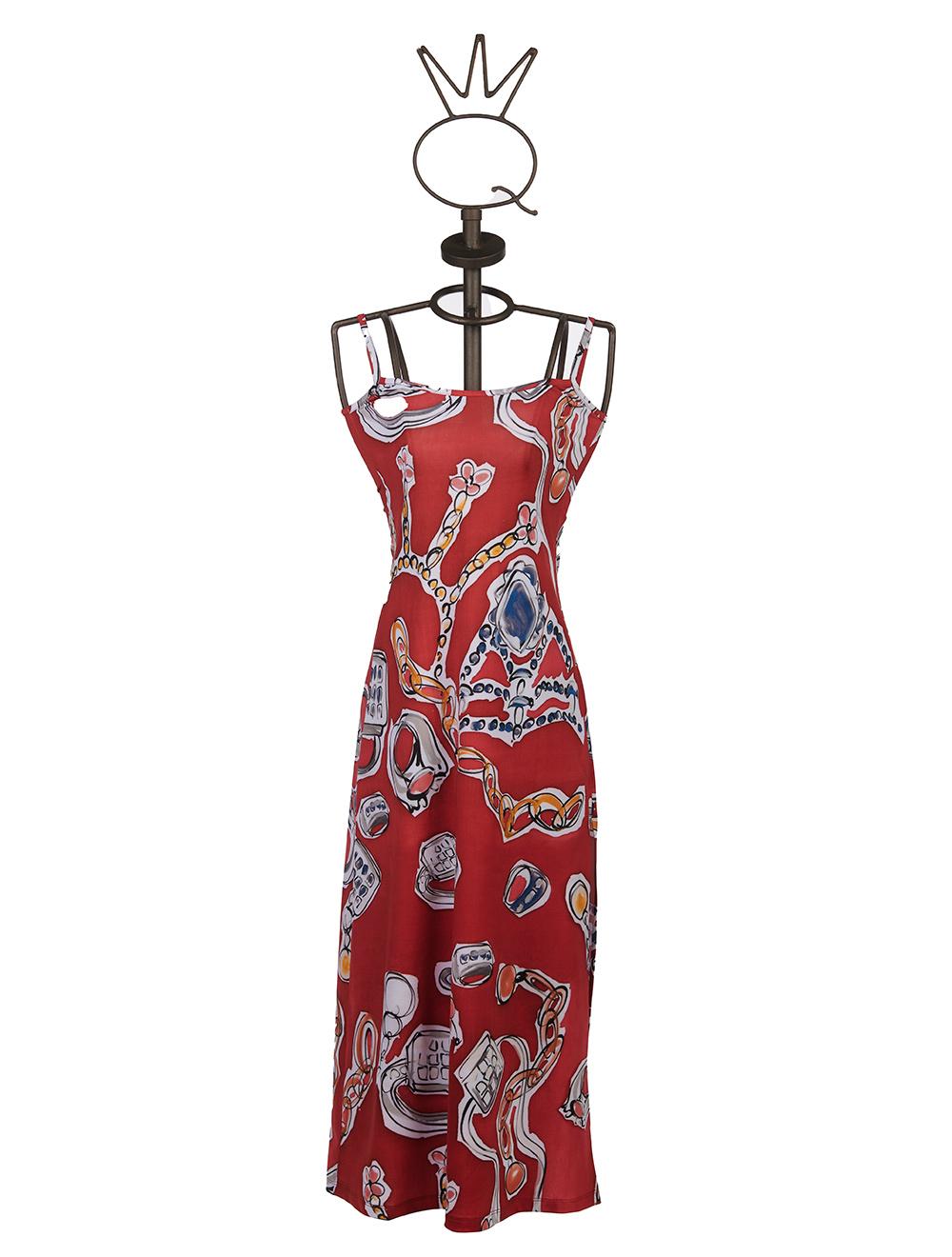 Save The Queen Vestito lungo con stampa “anelli” e poncho in chiffon Acquista Ora