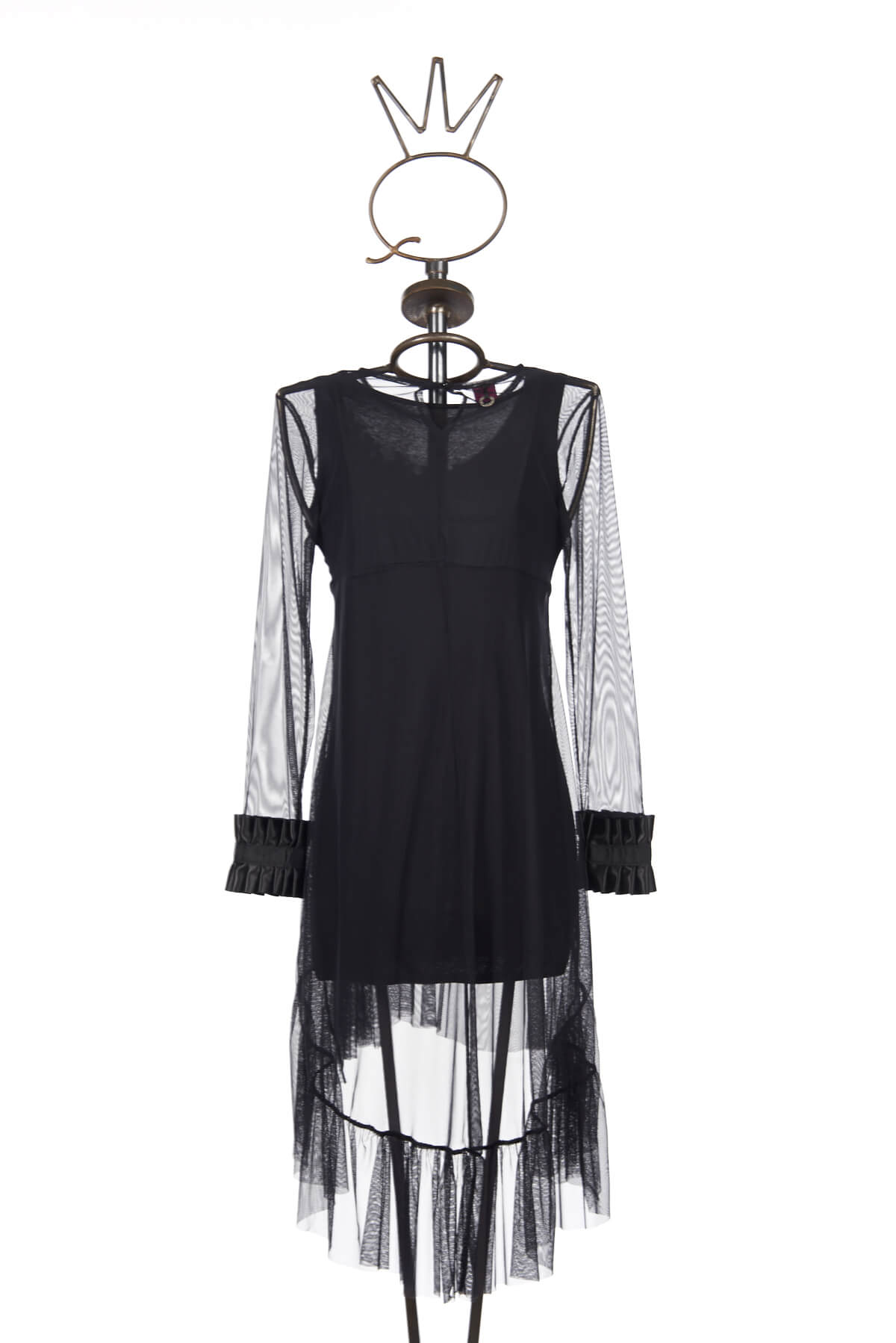 Save The Queen Vestito nero longuette con applicazioni Prezzo Ridotto