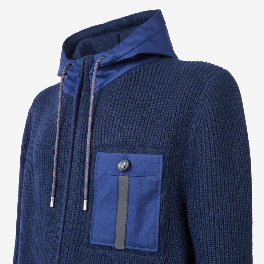Sease Felpa con cappuccio Full Zip F7 - Blu Navy Sconto