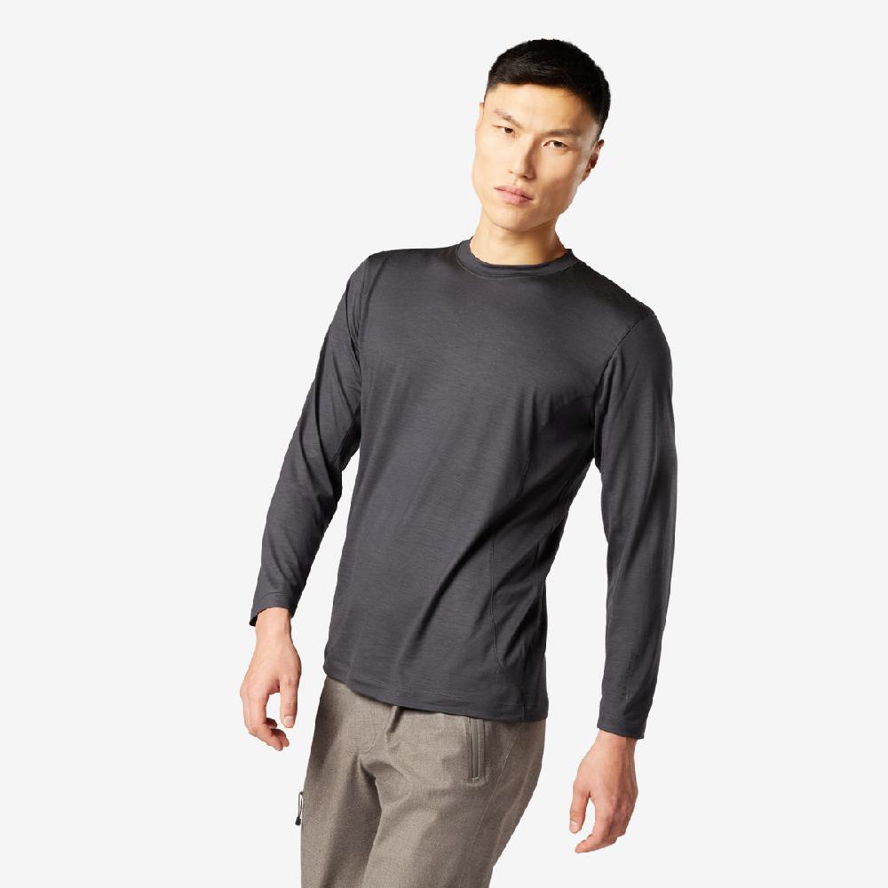 Sease T-shirt Ls: maniche lunghe lana merino - Grafite Qualità