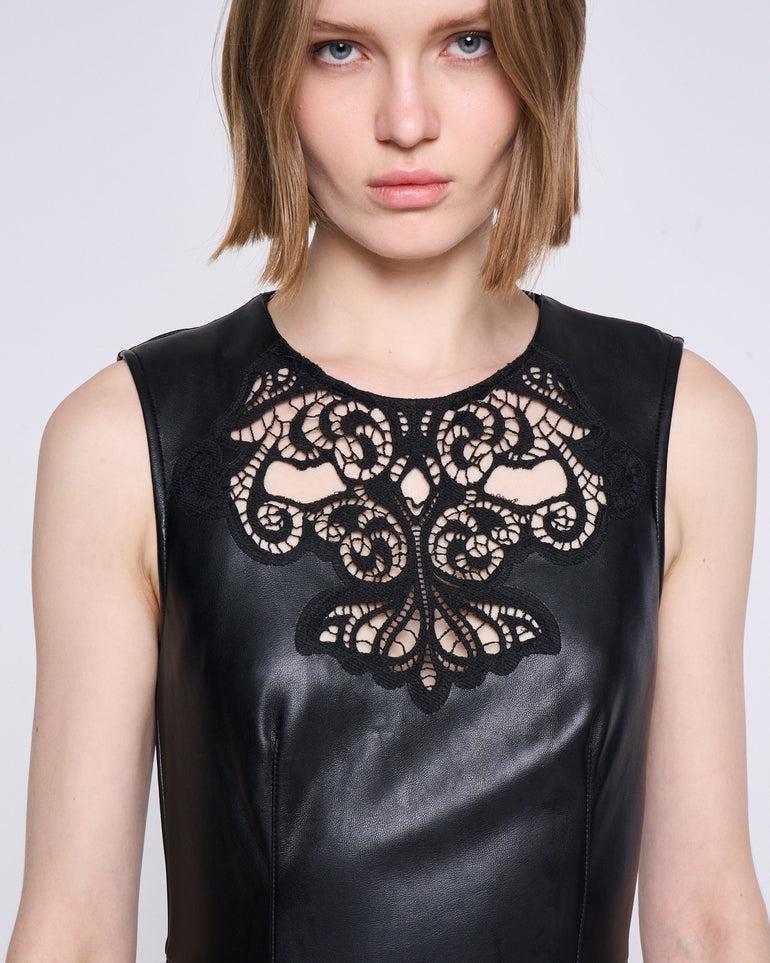 Silvian Heach Abito con pizzo in ecopelle Online