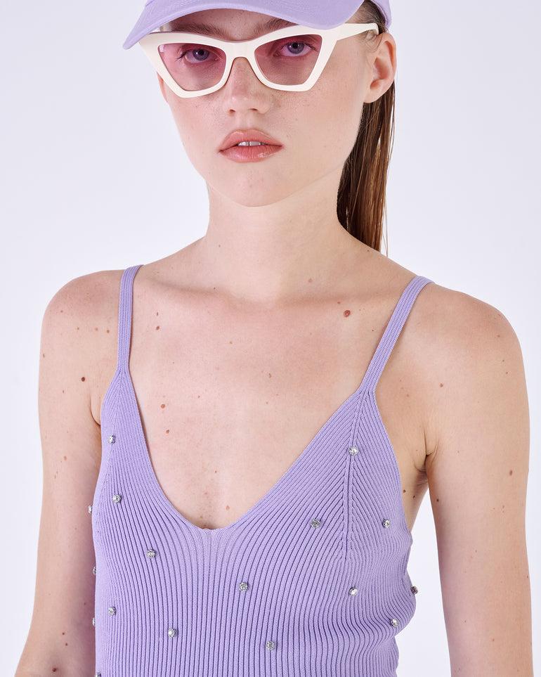 Silvian Heach Top a coste con strass Soddisfazione Garantita