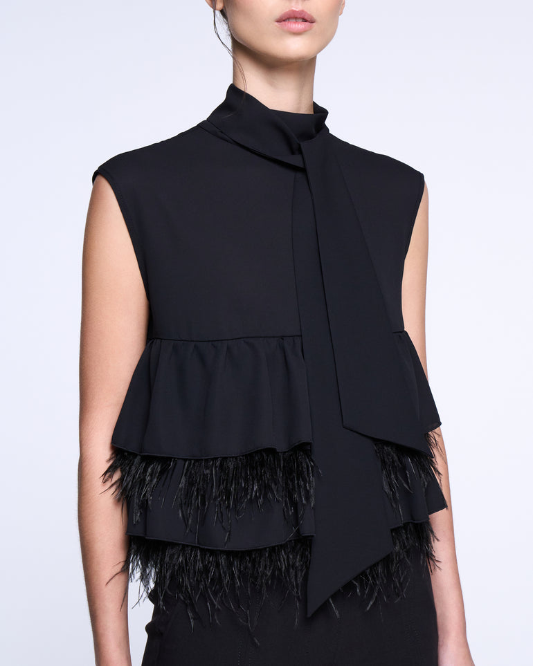 Silvian Heach Blusa con balze e piume Online