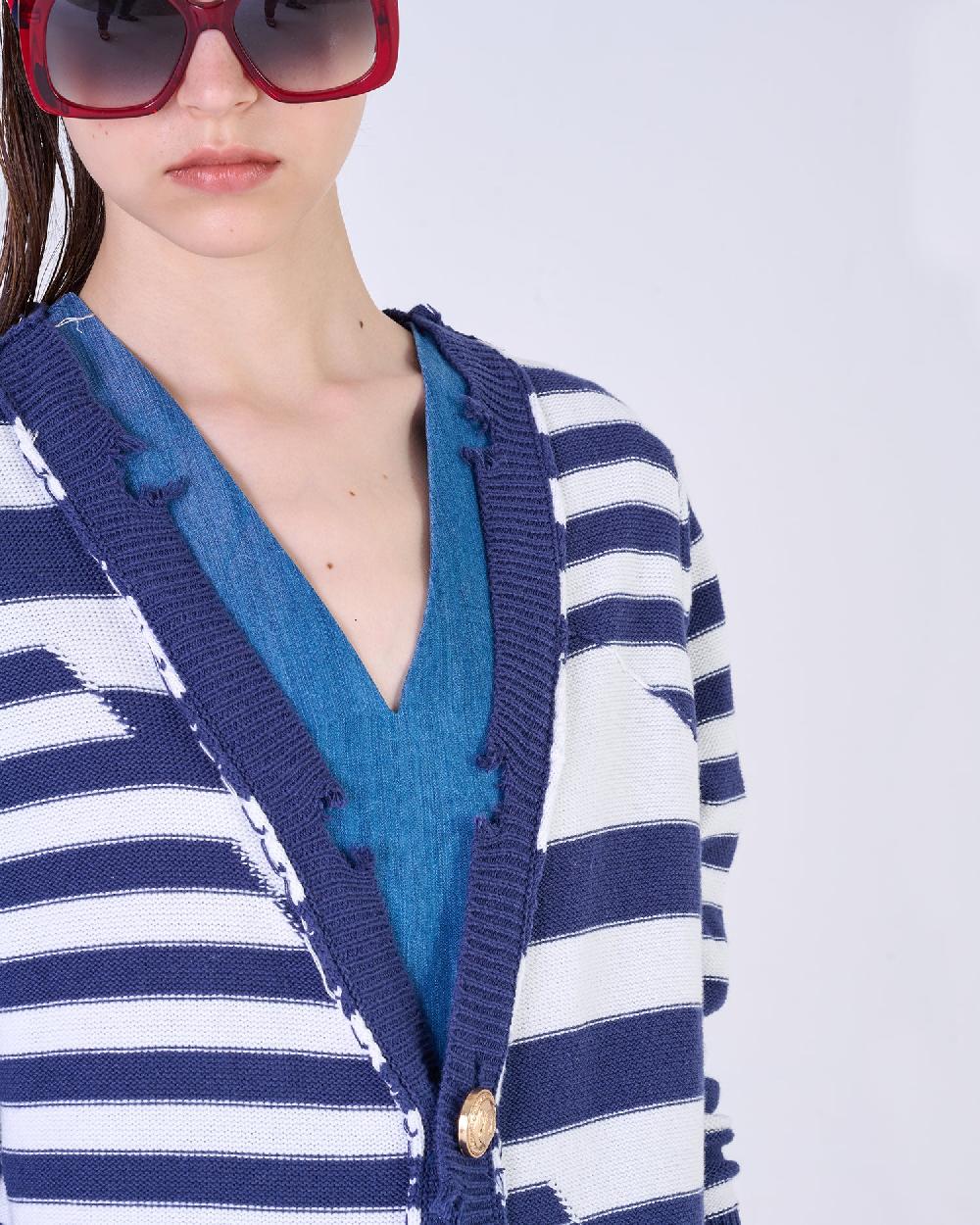 Silvian Heach Cardigan lungo a righe In Vendita