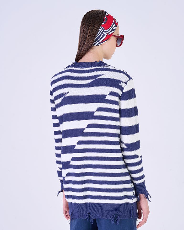 Silvian Heach Cardigan lungo a righe In Vendita