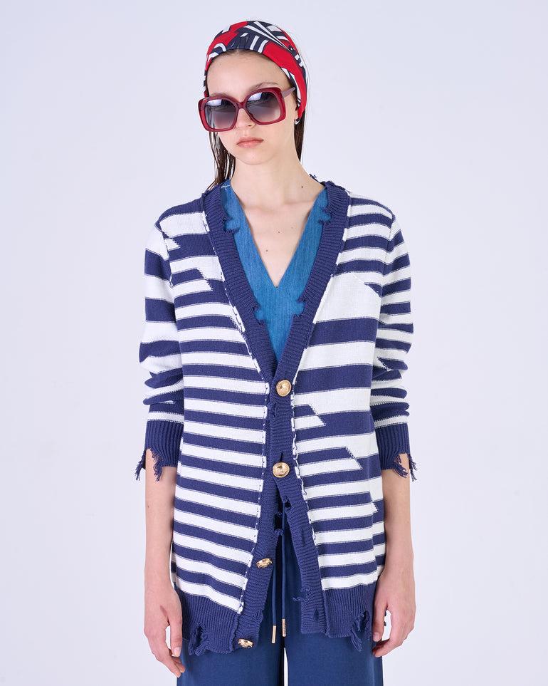 Silvian Heach Cardigan lungo a righe In Vendita
