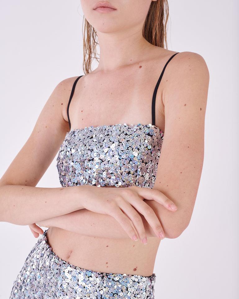 Silvian Heach Top crop con paillettes Saldi
