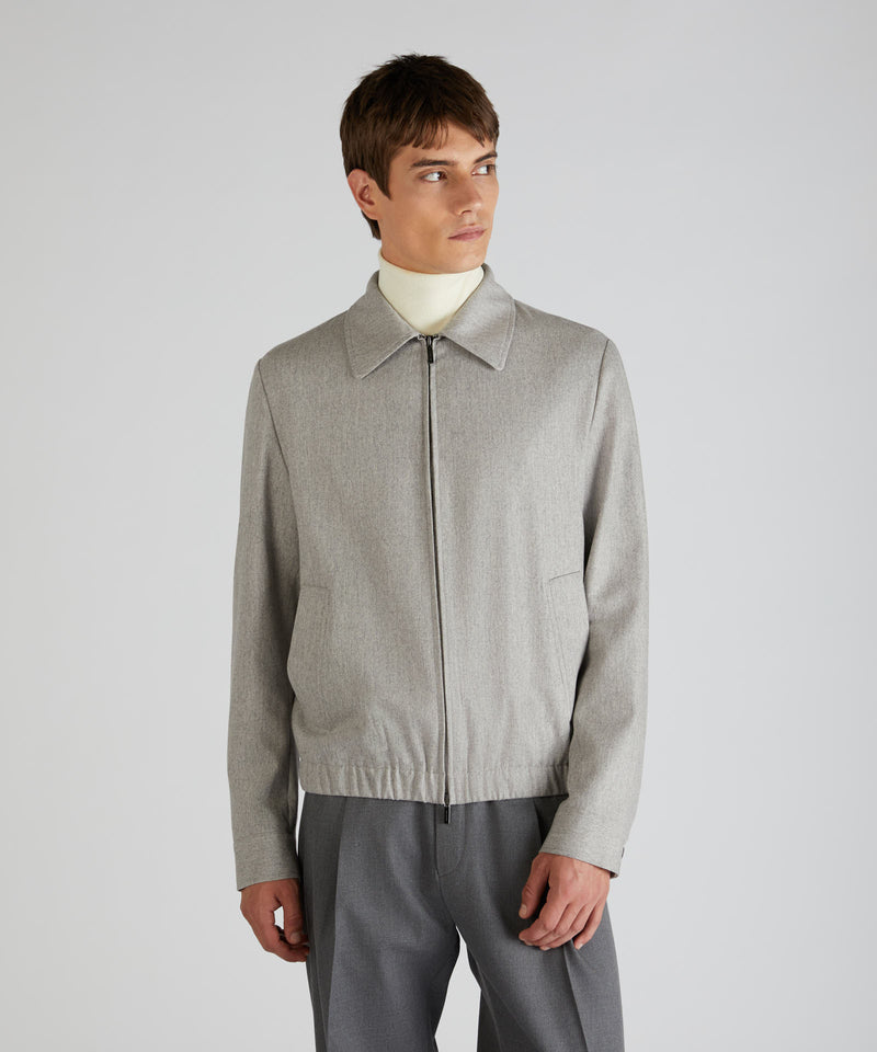 Slowear Giubbino regular fit in flanella di lana e cashmere Vendita Calda