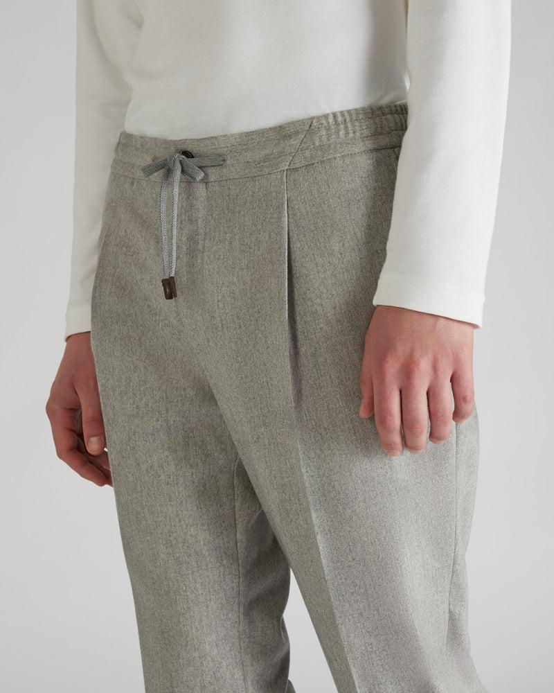 Slowear Pantalone tapered fit in flanella di lana e cashmere In Vendita