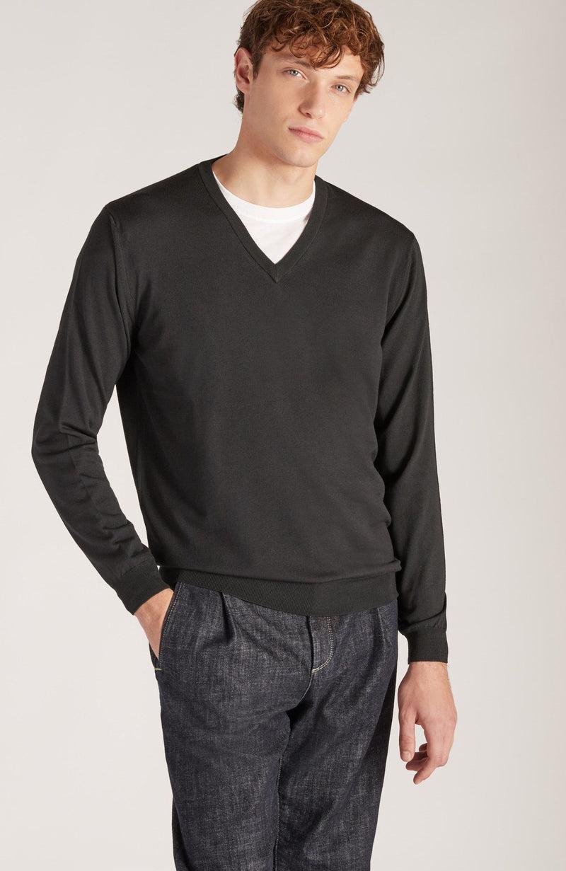 Slowear Maglia scollo a V slim fit in Flexwool certificato Sconto