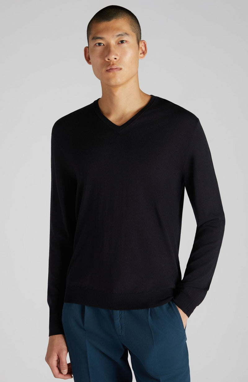 Slowear Maglia scollo a V slim fit in Flexwool certificato Economico