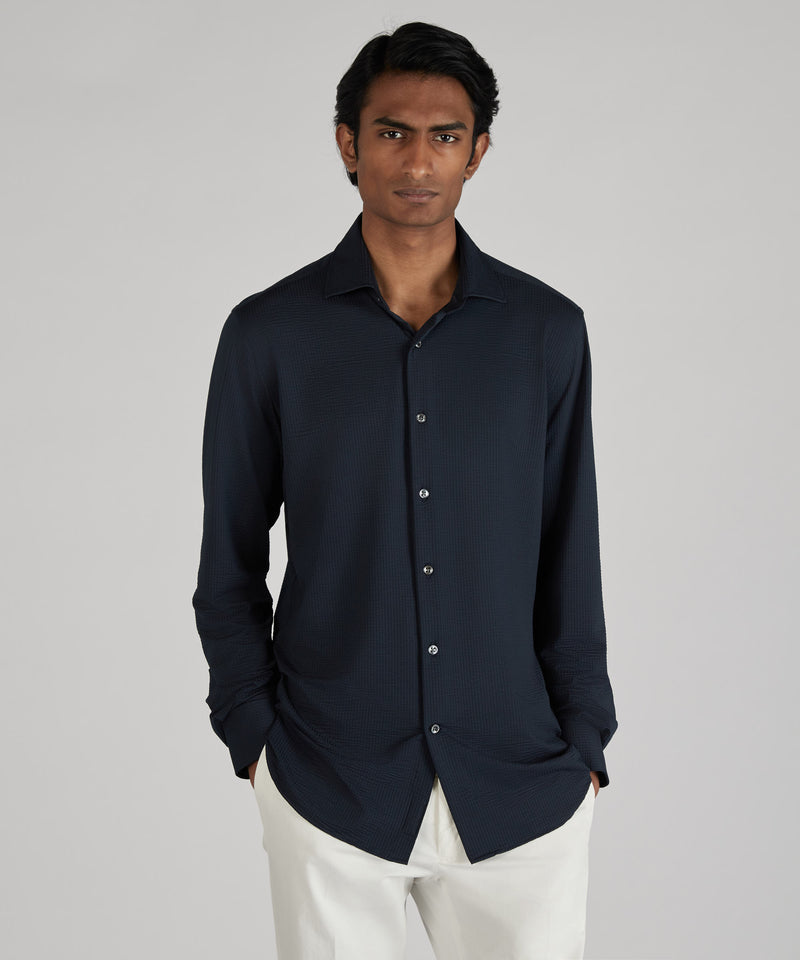 Slowear Camicia slim fit wash & wear in jersey tecnico Italy
